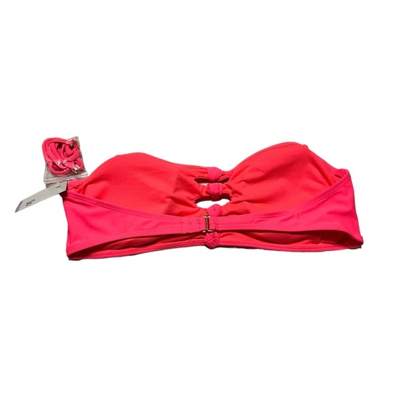 Bandeau Bikini Top NWT. Size XL. Neon Coral. Juniors Knot Front Bandeau - Picture 3 of 6
